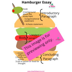 Hamburger Essay Illustration with Guide and Editing Checklist