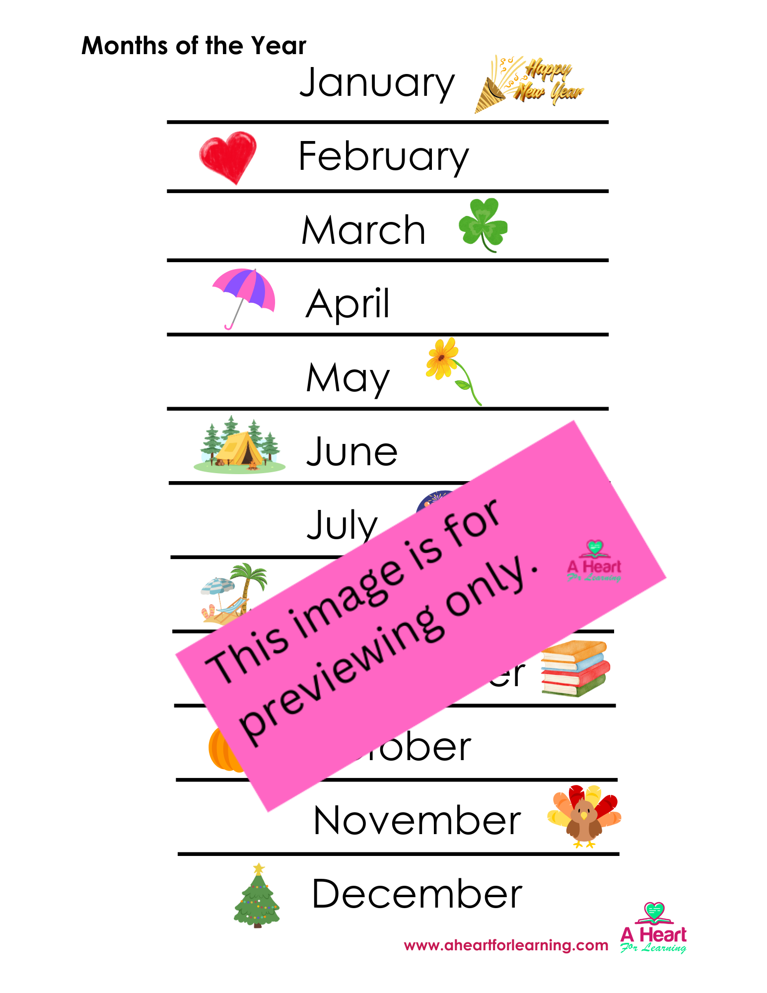 Months of the Year and Seasons of the Year: 2-page downloadable